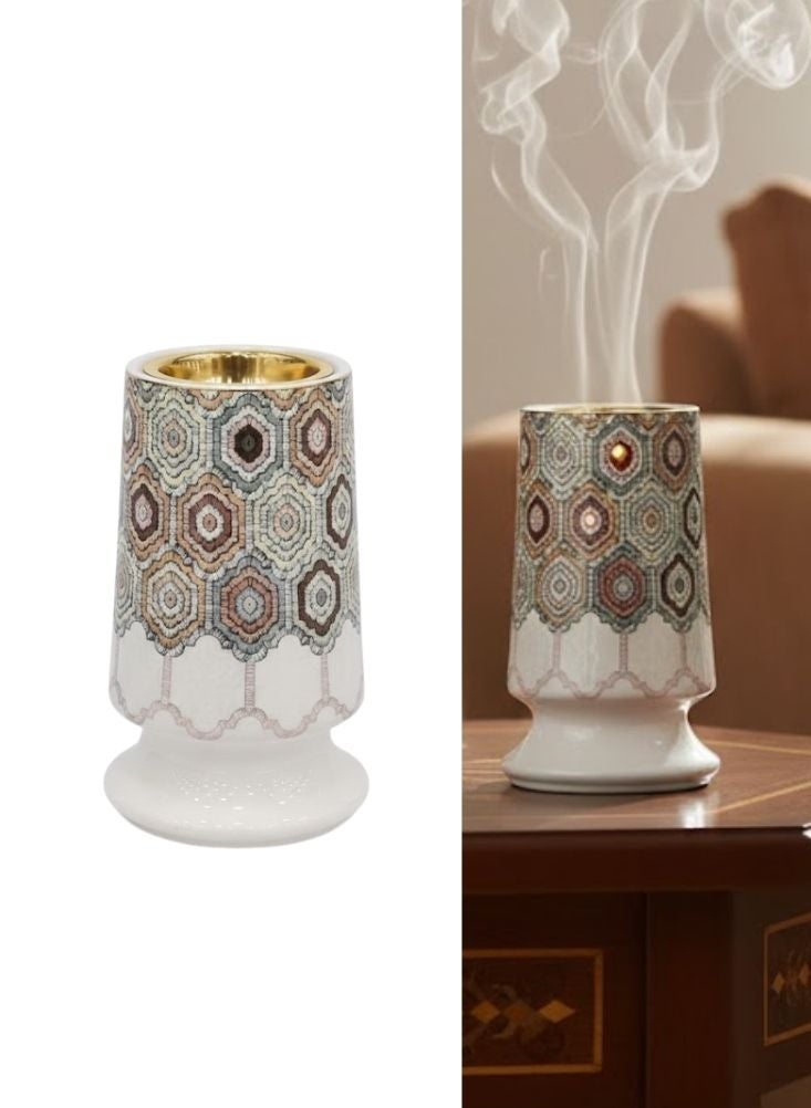 Premium Ceramic Incense Burner with Gold Inner Finish – 1 Pc Decorative Aroma & Bakhoor Holder - Image 1